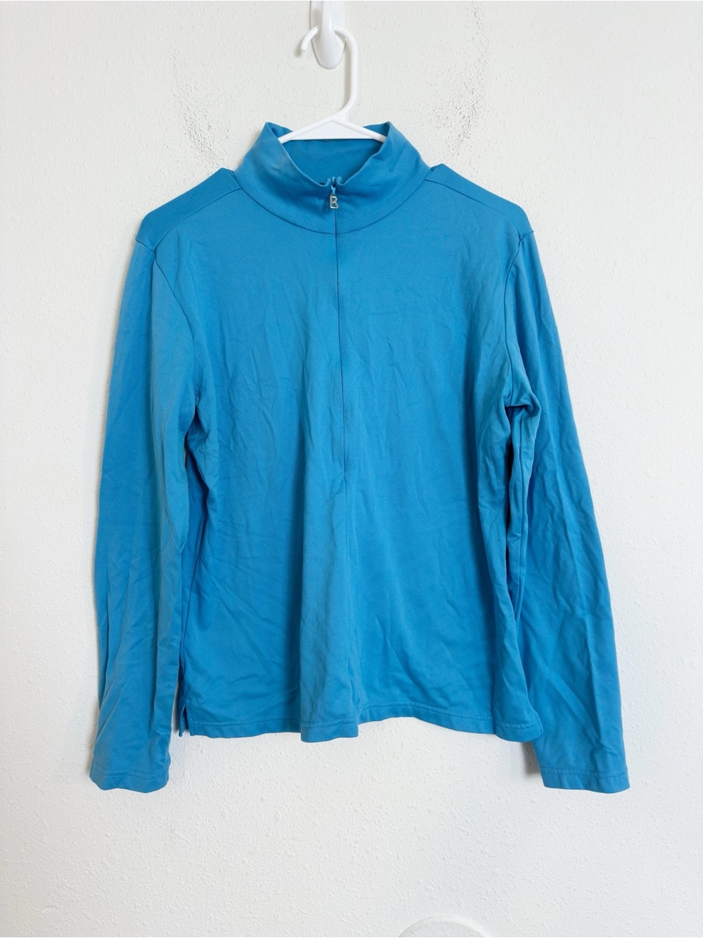 Bogner Blue Quarter-Zip Pullover long sleeve high neck sweatshirt